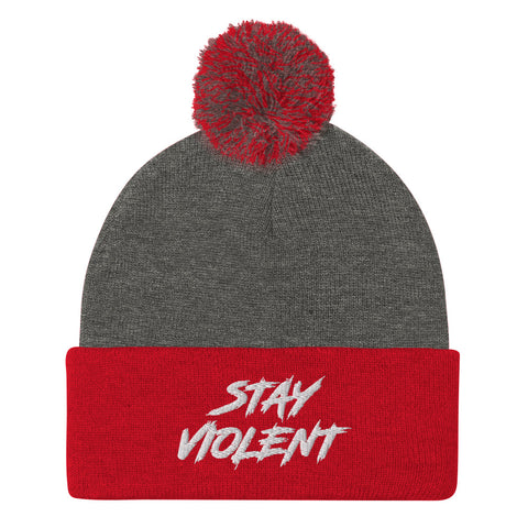 Stay Violent Pom Beanie