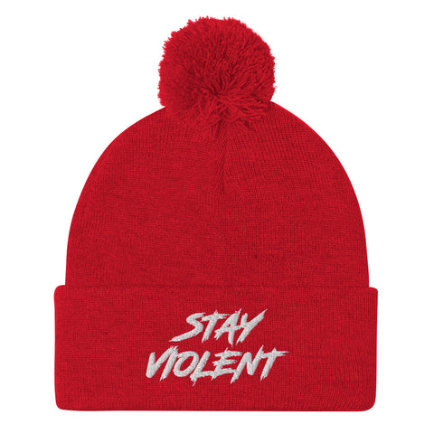 Stay Violent Pom Beanie