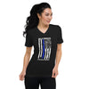 Women's Thin Blue Line-Evil Is Powerless V-Neck T-Shirt